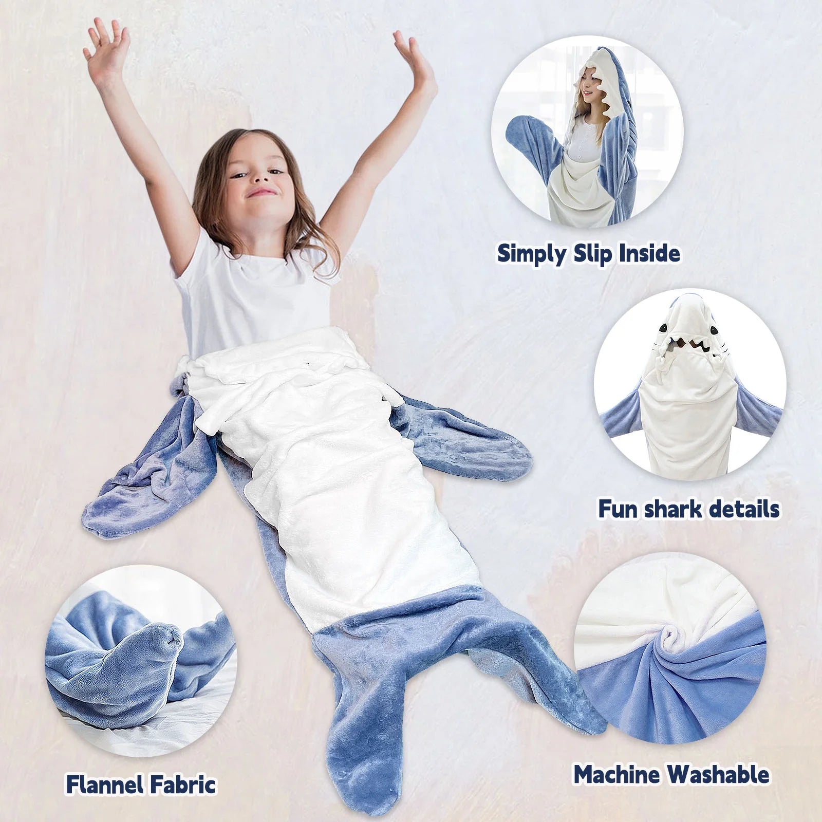 Shark Blanket Hoodie Onesie Adult & Kid,Wearable Shark Blanket,Shark Sleeping Bag,Soft Cozy Shark Onesie Costume
